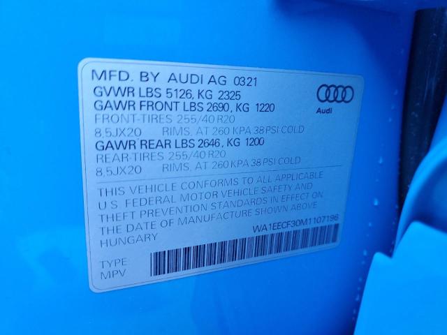 Photo 10 from auction – 2021 AUDI Q3 PREMIUM with VIN WA1EECF30M1107196