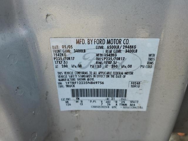 Photo 10 from auction – 2005 FORD F150 with VIN 1FTRF12235NB69756
