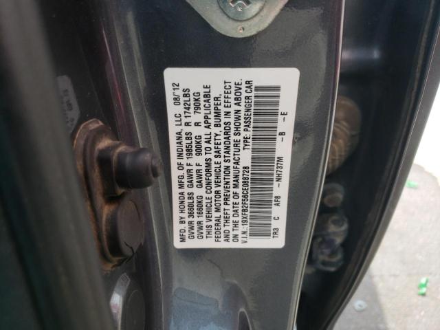 Photo 10 from auction – 2012 HONDA CIVIC LX with VIN 19XFB2F56CE088728