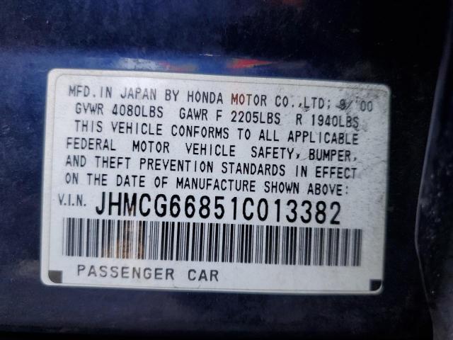 Photo 10 from auction – 2001 HONDA ACCORD with VIN JHMCG66851C013382