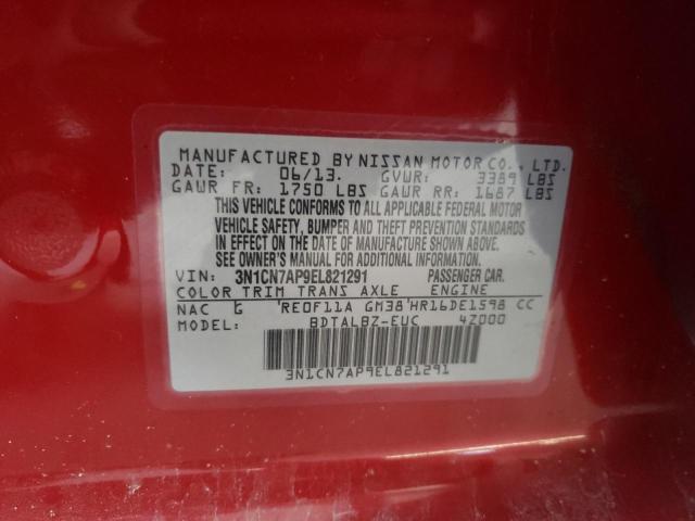 Photo 10 from auction – 2014 NISSAN VERSA S with VIN 3N1CN7AP9EL821291