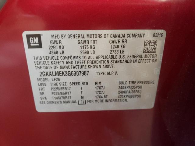 Photo 10 from auction – 2016 GMC TERRAIN SL with VIN 2GKALMEK3G6307987
