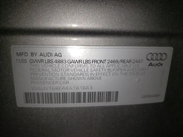Photo 10 from auction – 2004 AUDI A4 3.0 AVA with VIN WAUVT68E44A161643