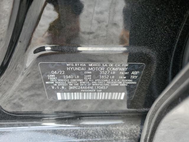 Photo 10 from auction – 2022 HYUNDAI ACCENT SE with VIN 3KPC24A64NE170457