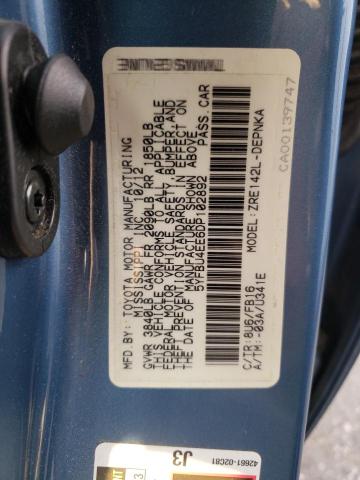 Photo 10 from auction – 2013 TOYOTA COROLLA BA with VIN 5YFBU4EE6DP102892