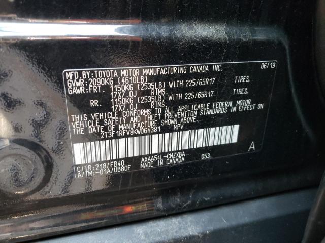 Photo 10 from auction – 2019 TOYOTA RAV4 LE with VIN 2T3F1RFV8KW064381