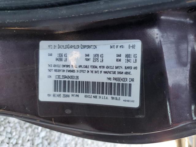 Photo 10 from auction – 2002 CHRYSLER SEBRING LX with VIN 1C3EL55R42N353126