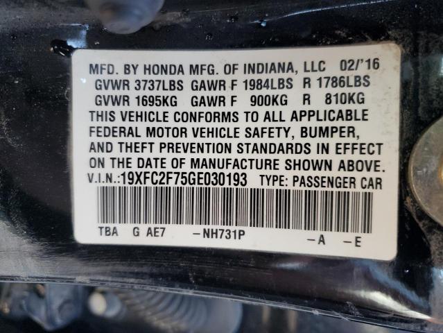 Photo 10 from auction – 2016 HONDA CIVIC EX with VIN 19XFC2F75GE030193