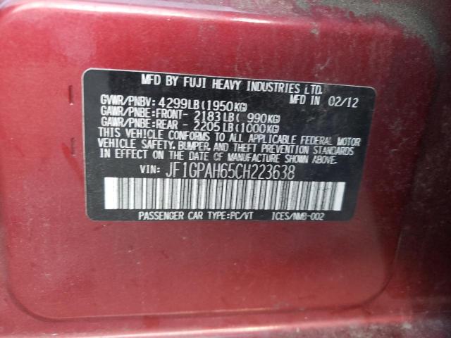 Photo 10 from auction – 2012 SUBARU IMPREZA LI with VIN JF1GPAH65CH223638