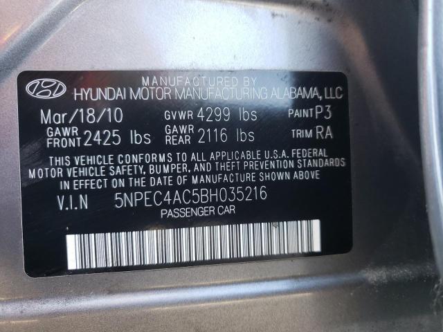 Photo 10 from auction – 2011 HYUNDAI SONATA SE with VIN 5NPEC4AC5BH035216