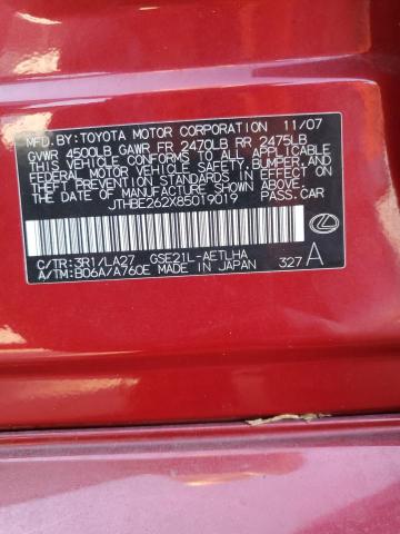 Photo 10 from auction – 2008 LEXUS IS 350 with VIN JTHBE262X85019019
