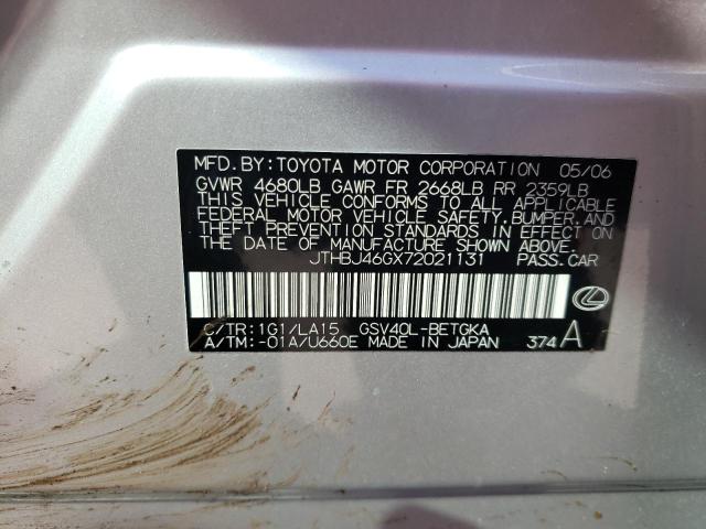 Photo 10 from auction – 2007 LEXUS ES 350 with VIN JTHBJ46GX72021131