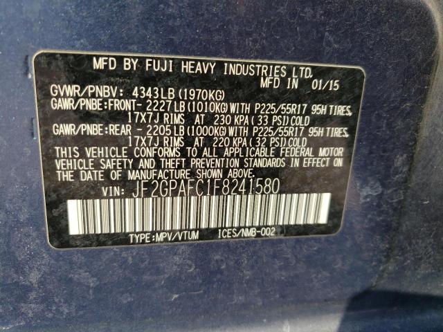 Photo 10 from auction – 2015 SUBARU XV CROSSTR with VIN JF2GPAFC1F8241580