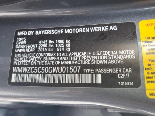 Photo 10 from auction – 2016 MINI COOPER S C with VIN WMWZC5C50GWU01507