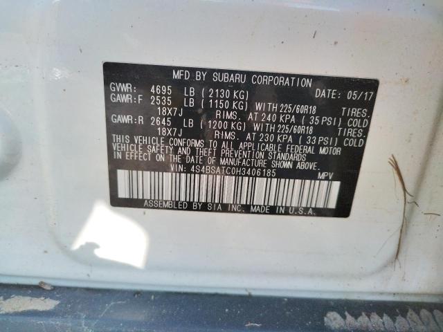 Photo 10 from auction – 2017 SUBARU OUTBACK TO with VIN 4S4BSATC0H3406185