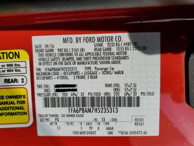Photo 10 from auction – 2017 FORD MUSTANG with VIN 1FA6P8AM7H5235313