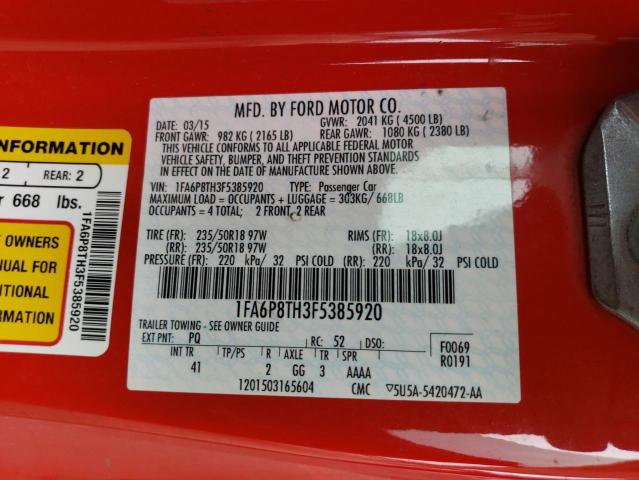 Zdjęcie 10 z aukcji – 2015 FORD MUSTANG z VIN 1FA6P8TH3F5385920