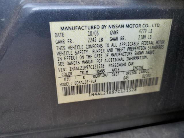 Photo 10 from auction – 2007 NISSAN ALTIMA 2.5 with VIN 1N4AL21E97C121528