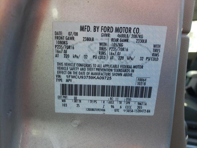 Photo 10 from auction – 2009 FORD ESCAPE XLT with VIN 1FMCU93759KA09725