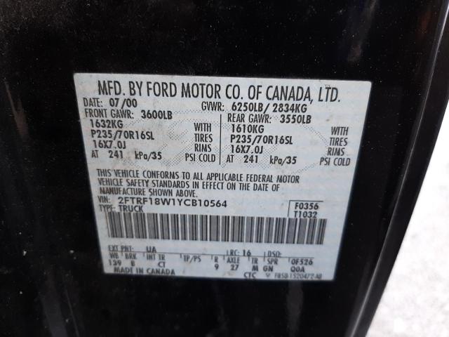 Photo 10 from auction – 2000 FORD F150 with VIN 2FTRF18W1YCB10564