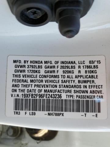 Photo 10 from auction – 2015 HONDA CIVIC EXL with VIN 19XFB2F96FE243236