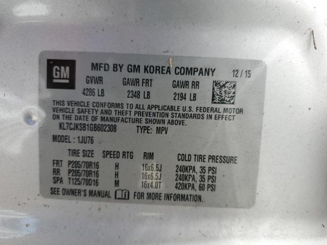 Photo 10 from auction – 2016 CHEVROLET TRAX LS with VIN KL7CJKSB1GB602308