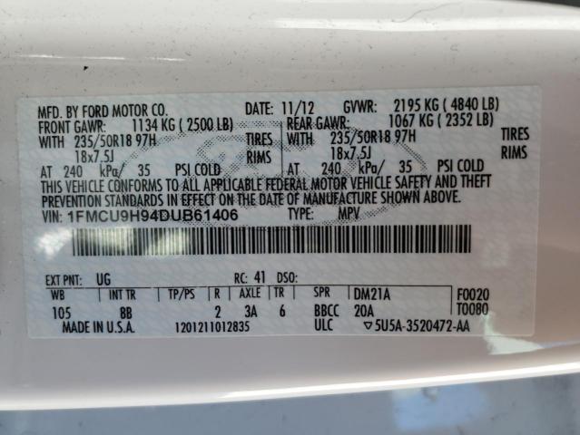 Photo 10 from auction – 2013 FORD ESCAPE SEL with VIN 1FMCU9H94DUB61406