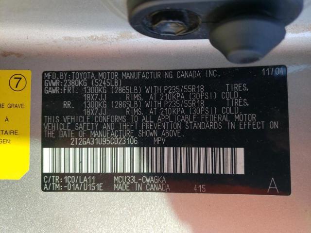Photo 10 from auction – 2005 LEXUS RX 330 with VIN 2T2GA31U95C023106