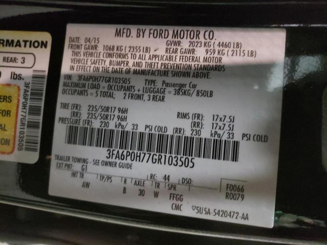 Photo 10 from auction – 2016 FORD FUSION SE with VIN 3FA6P0H77GR103505