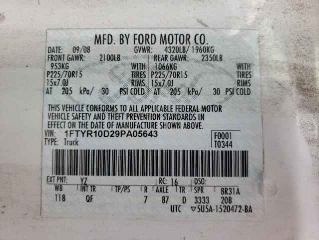 Photo 10 from auction – 2009 FORD RANGER with VIN 1FTYR10D29PA05643