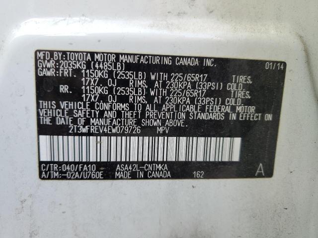 Photo 10 from auction – 2014 TOYOTA RAV4 XLE with VIN 2T3WFREV4EW079726