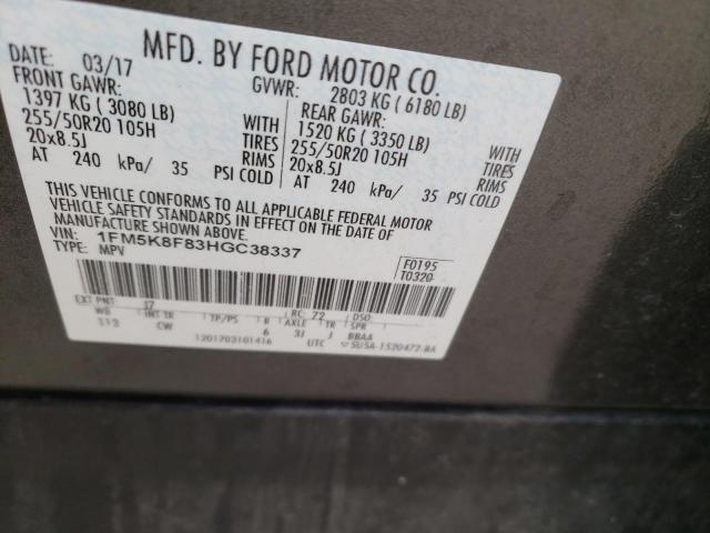 Photo 10 from auction – 2017 FORD EXPLORER L with VIN 1FM5K8F83HGC38337