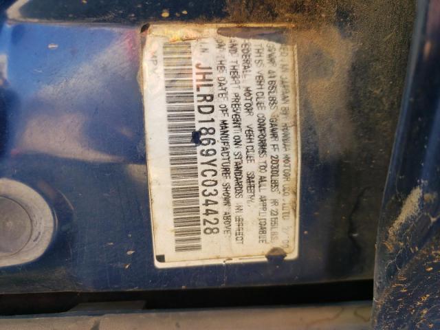 Photo 10 from auction – 2000 HONDA CRV EX with VIN JHLRD1869YC034428