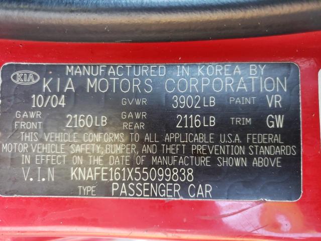 Photo 10 from auction – 2005 KIA SPECTRA5 with VIN KNAFE161X55099838