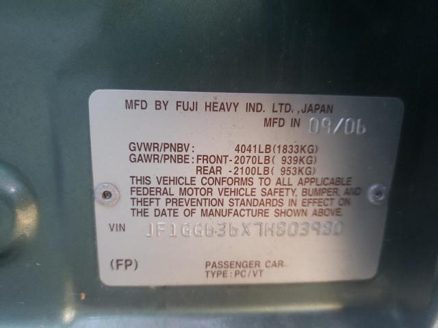 Photo 10 from auction – 2007 SUBARU IMPREZA OU with VIN JF1GG636X7H803980