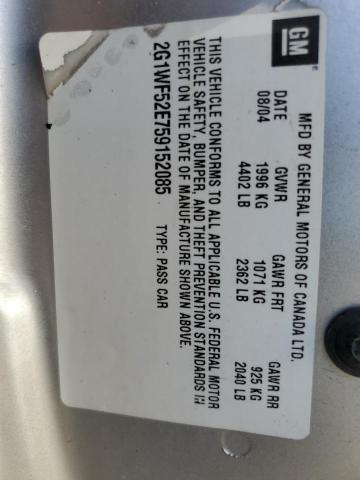 Photo 10 from auction – 2005 CHEVROLET IMPALA with VIN 2G1WF52E759152085