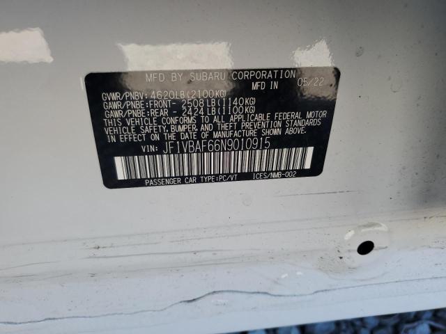 Photo 10 from auction – 2022 SUBARU WRX PREMIU with VIN JF1VBAF66N9010915