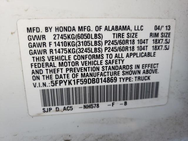 Photo 10 from auction – 2013 HONDA RIDGELINE with VIN 5FPYK1F59DB014869