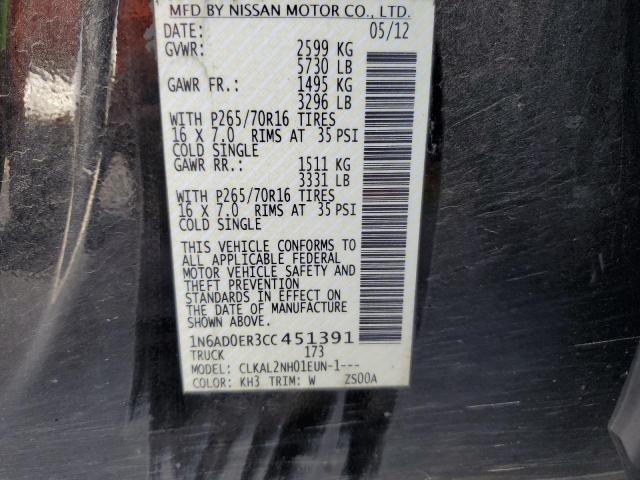 Photo 10 from auction – 2012 NISSAN FRONTIER S with VIN 1N6AD0ER3CC451391