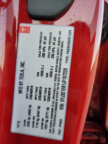 Photo 10 from auction – 2018 TESLA MODEL 3 with VIN 5YJ3E1EB1JF187220