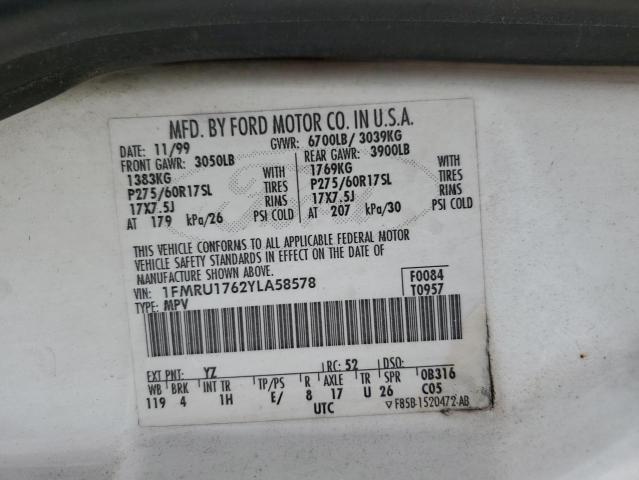 Photo 10 from auction – 2000 FORD EXPEDITION with VIN 1FMRU1762YLA58578