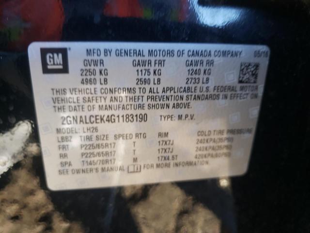 Photo 10 from auction – 2016 CHEVROLET EQUINOX LT with VIN 2GNALCEK4G1183190