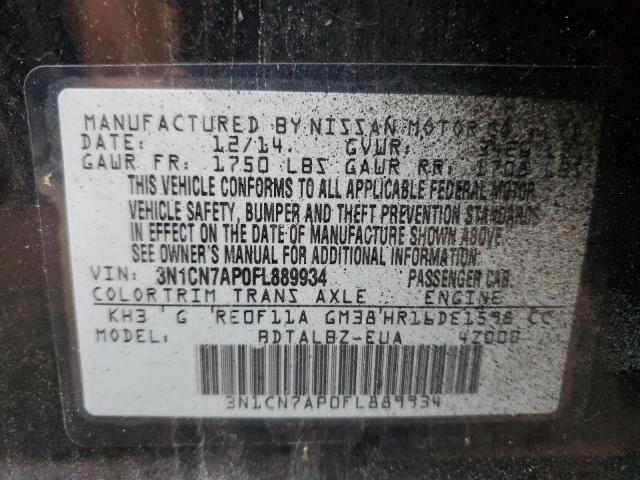 Photo 10 from auction – 2015 NISSAN VERSA S with VIN 3N1CN7AP0FL889934