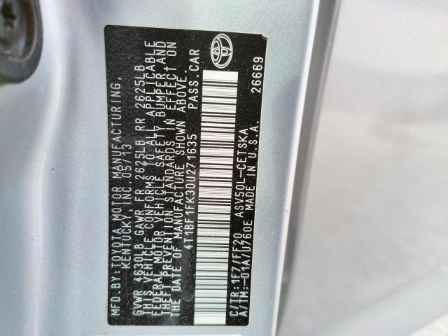 Photo 10 from auction – 2013 TOYOTA CAMRY L with VIN 4T1BF1FK3DU271635
