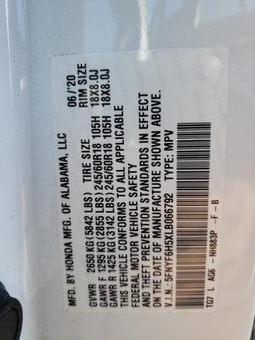 Photo 10 from auction – 2020 HONDA PILOT EXL with VIN 5FNYF6H5XLB066792