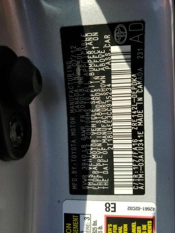 Photo 10 from auction – 2012 TOYOTA COROLLA BA with VIN 2T1BU4EE3CC915234