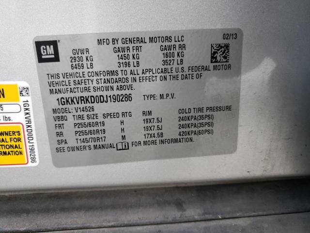 Photo 10 from auction – 2013 GMC ACADIA SLT with VIN 1GKKVRKD0DJ190286