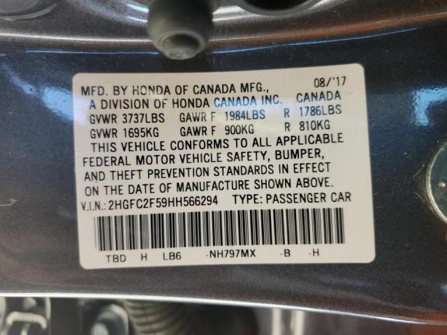 Photo 10 from auction – 2017 HONDA CIVIC LX with VIN 2HGFC2F59HH566294