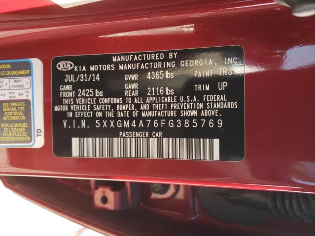 Photo 10 from auction – 2015 KIA OPTIMA LX with VIN 5XXGM4A76FG385769