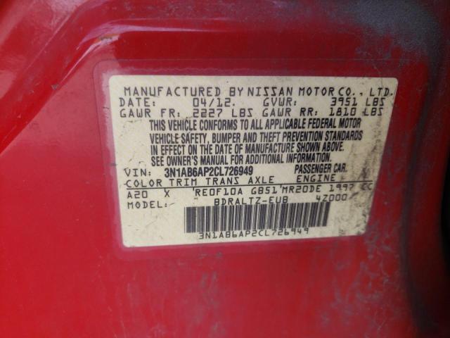 Photo 10 from auction – 2012 NISSAN SENTRA 2.0 with VIN 3N1AB6AP2CL726949